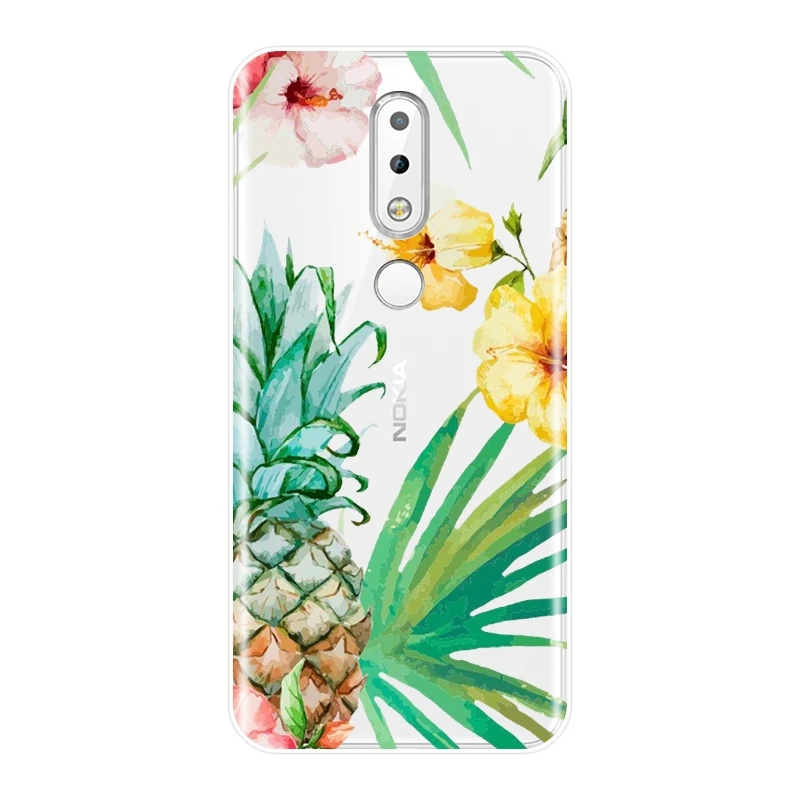 Back Cover For Nokia 2.1 3.1 5.1 6.1 7.1 Plus Cute Pineapple Heart Soft Silicone Case Phone | Мобильные телефоны и