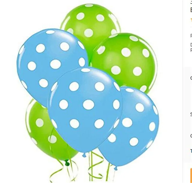 Green and Light Blue 24 шт. 12 дюймов красные и черные латексные воздушные шары в горошек для детского дня рождения, свадьбы, декоративные принадлежности, Детские вечерние надувные воздушные шары - Цвет: Green and Light Blue