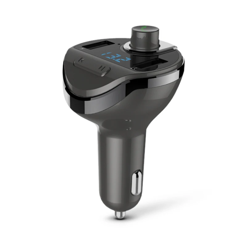 Автомобильный MP3 Bluetooth FM передатчик с 2 портами(стандарт быстрая зарядка автомобиля зарядное устройство для u-диска, флеш-карты памяти TF музыкальный плеер автомобильное зарядное устройство Напряжение мониторинг вызова в режиме свободных рук - Название цвета: Черный