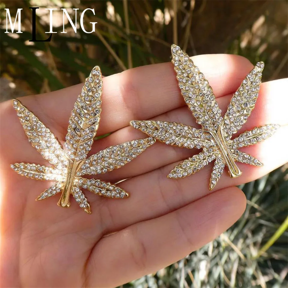 Модная заколка для волос MLING с золотыми кристаллами искусственным Кленовым