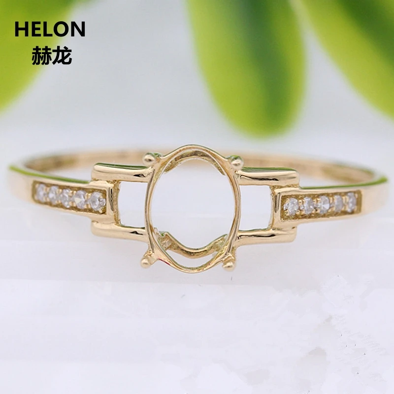 Женское кольцо с овальным вырезом 14k желтое золото натуральный бриллиант 5x7