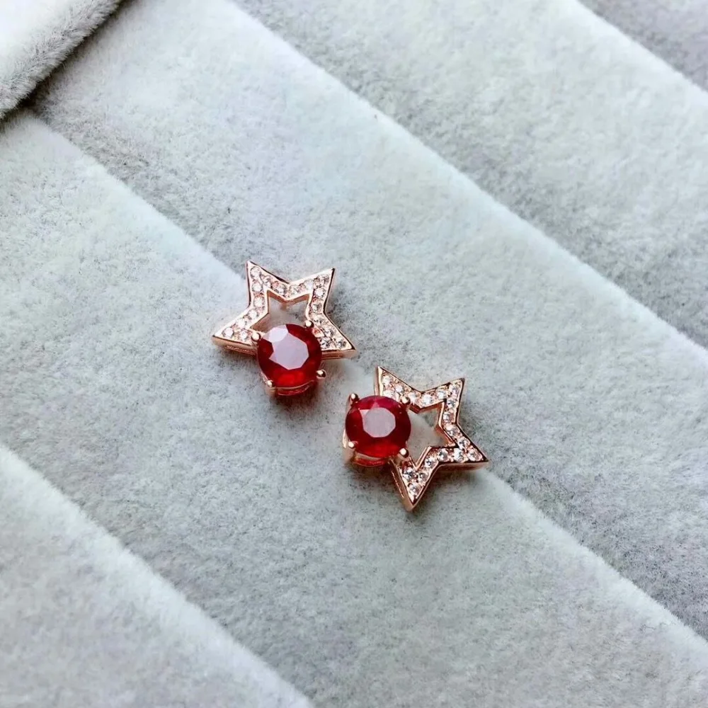 Женские серьги shilovem из натурального драгоценного камня голубь кровь