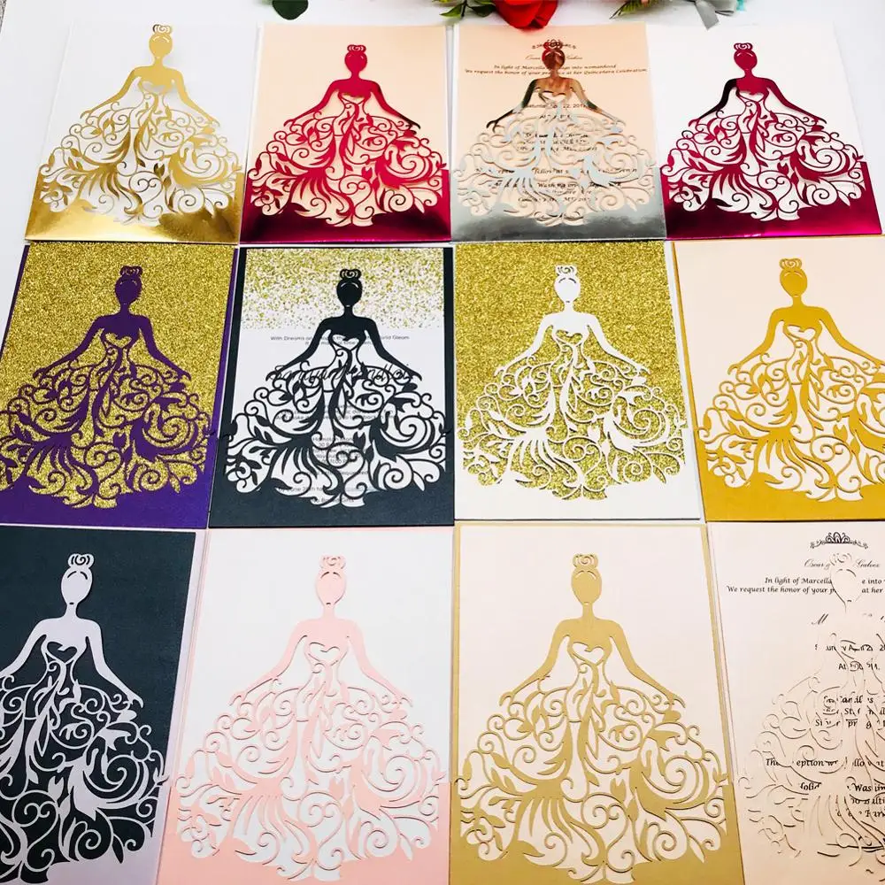 

45pcs Laser Cut Groom Wedding Invitation Girl Birthday Party Invitation Card Wedding Supplies Greeting Card
