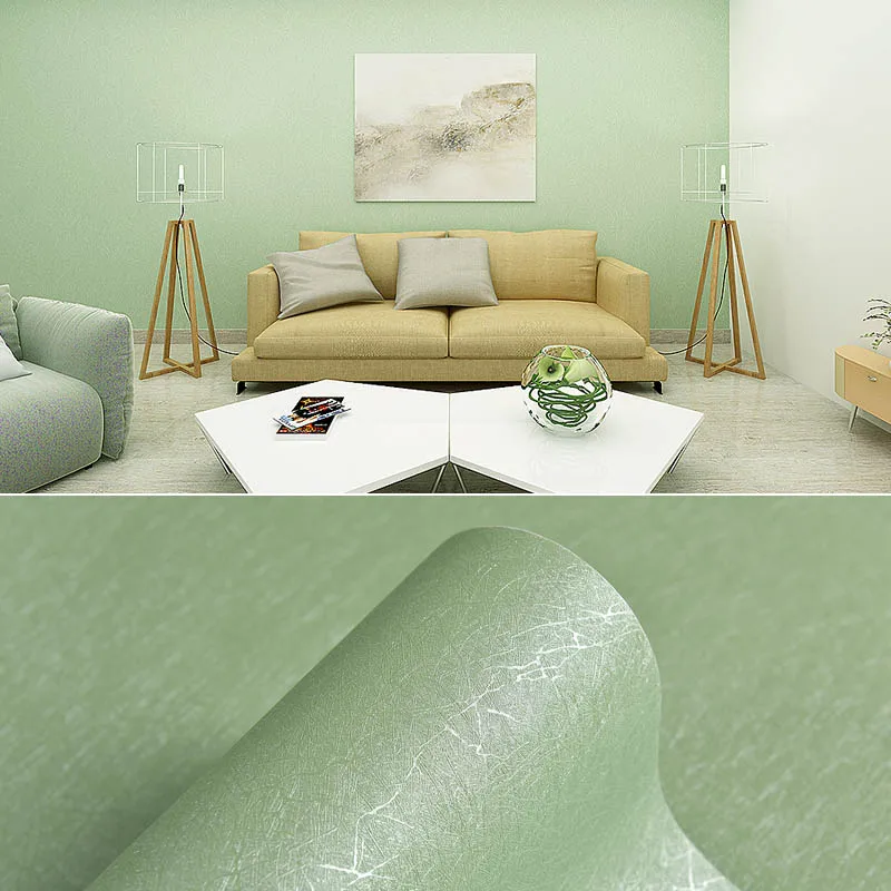 Light green 60 см x 10 м твердая текстура белая Водонепроницаемая самоклеющаяся настенная бумага для постельных принадлежностей Гостиная Современная рельефная розовая виниловая настенная бумага - Цвет: Light green