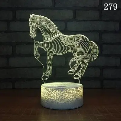 Лошадь Usb Новинка 3d лампа очаровательный рисунок для детей игрушки 3d светильники дистанционный сенсорный Usb и батарея питания детская лампа - Испускаемый цвет: A