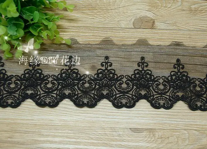 5 Yards 10cm Width White Black Water Soluble Embroidered Cotton Lace Fabric Flower Venise Beautiful Floral Trim DIY | Дом и сад