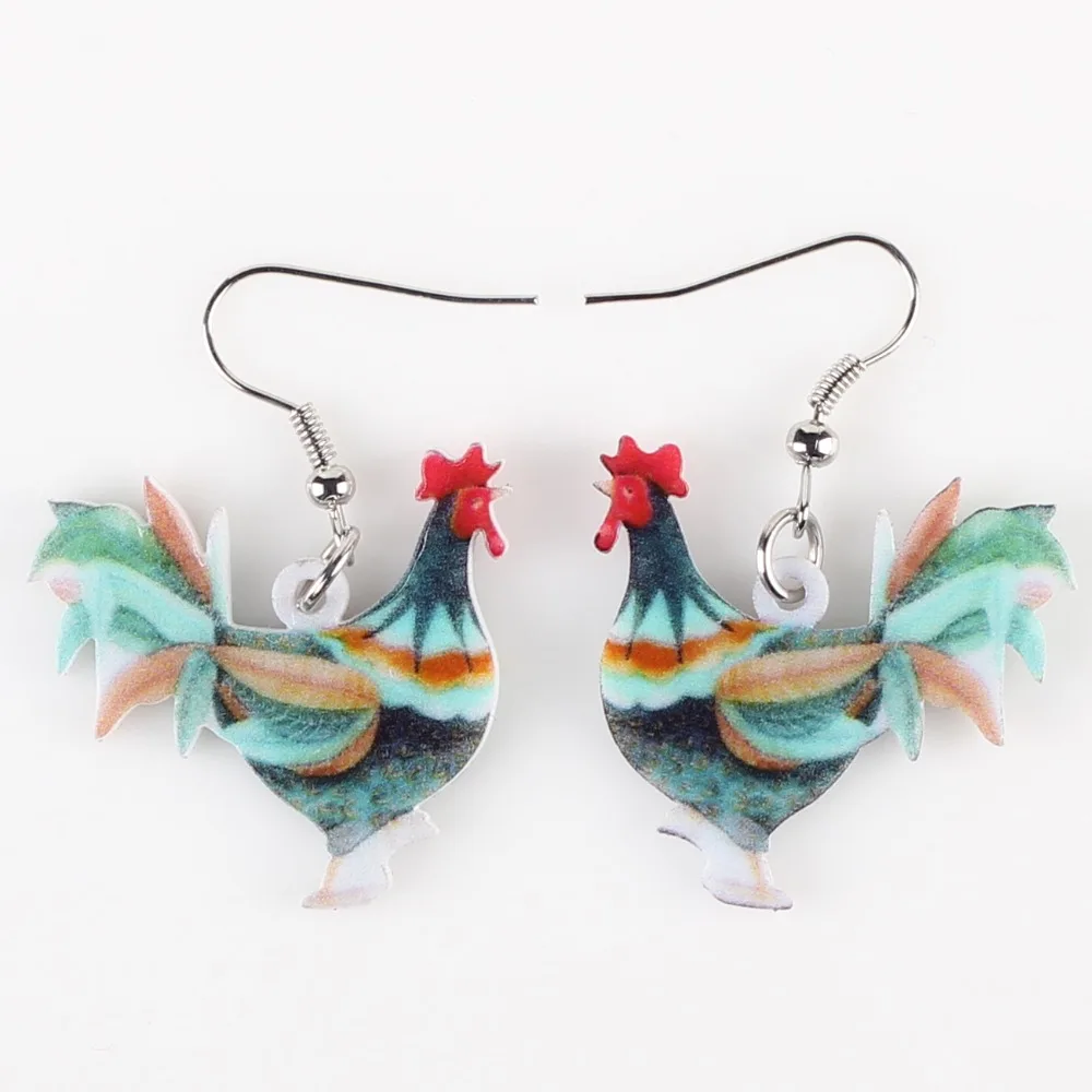 Bonsny Drop Chicken Earrings Acrylic Pattern Long Danlge Brand Charm Animal New 2016 Fashion Jewelry For Women | Украшения и