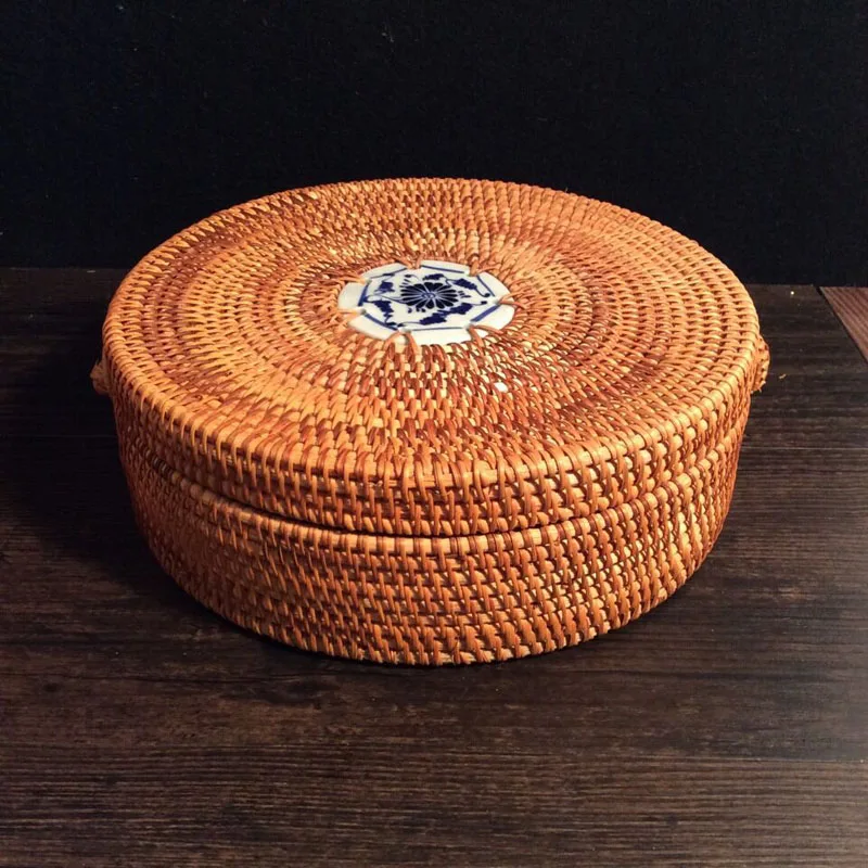 Коробка из ротанга для чая коробка Вьетнамского с веревкой крышки квадратная