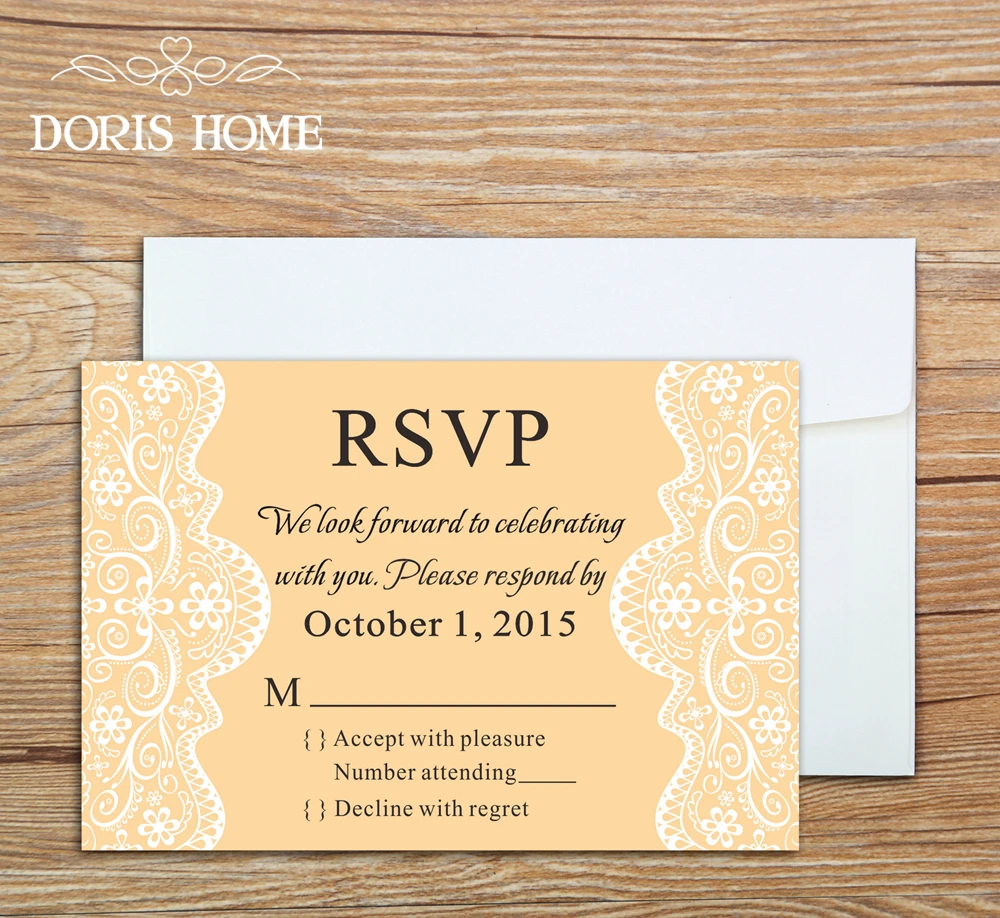 

Free Shipping Personalized RSVP Card with Free Envelope for Wedding / Party,50 pcs/lot,R23