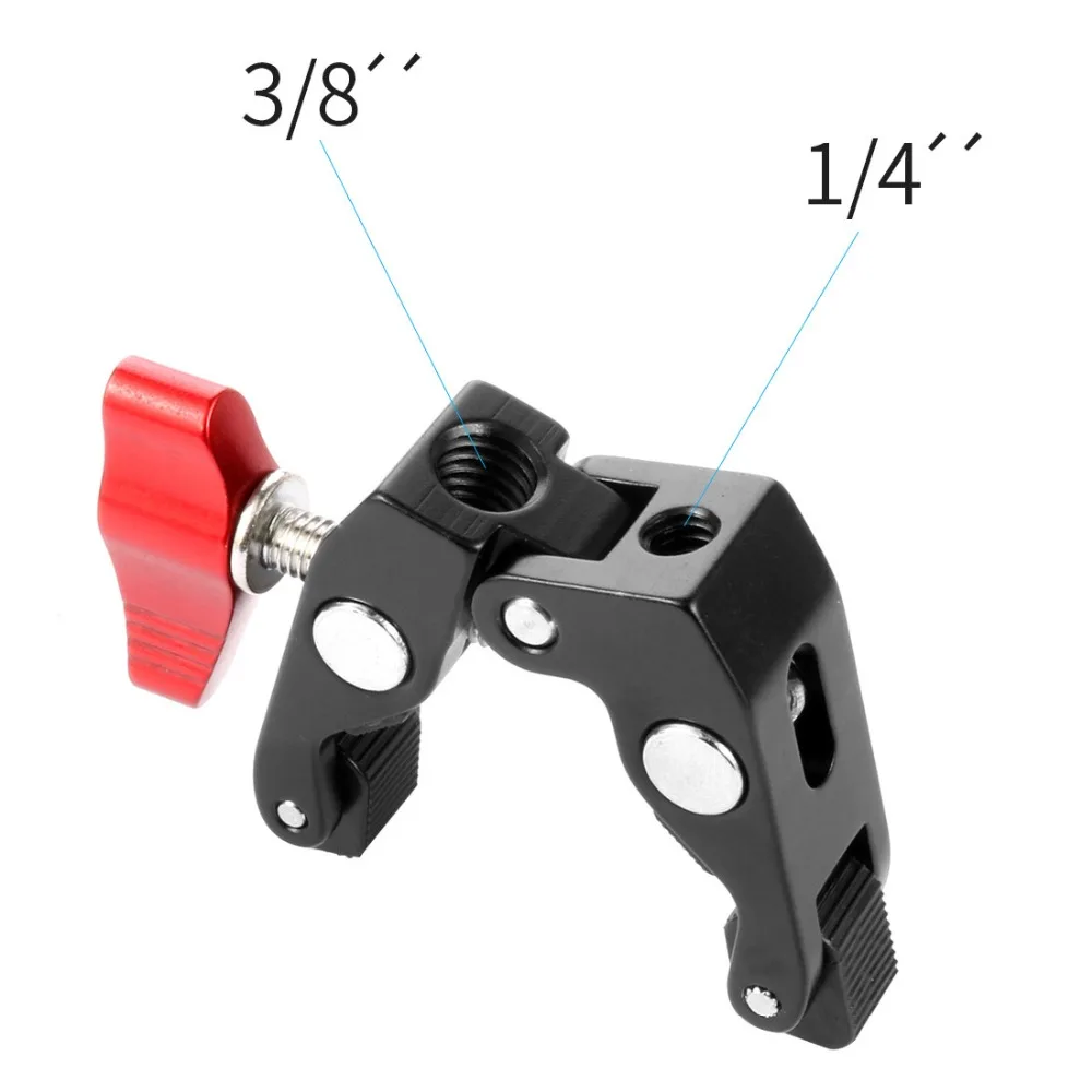Алюминиевый сплав DSLR камера Magic Arm Dual 1/" шаровая Головка крепление на руль Супер Зажим для горячий башмак монитор штатив