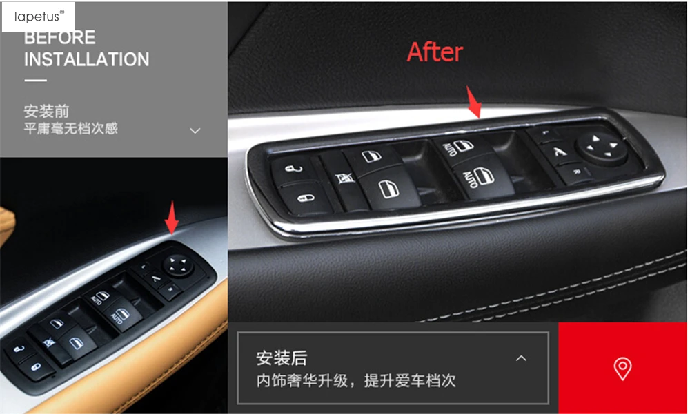 

Lapetus Accessories For Jeep Grand Cherokee 2014 2015 2016 Inner Door Armrest Window Lift Button Molding Cover Kit Trim 4 Pcs