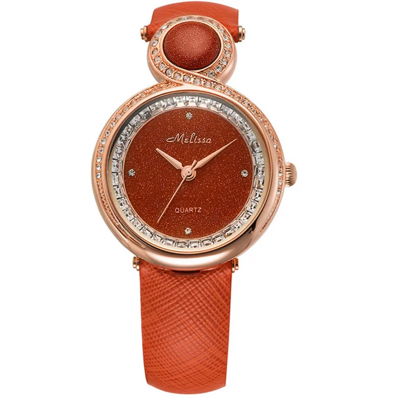 

Melissa New Fashion Designer Women Luxury Sky Stars Watches Twinkly Crystals Dress Wristwatch Real Leather Quartz Jewelry Montre