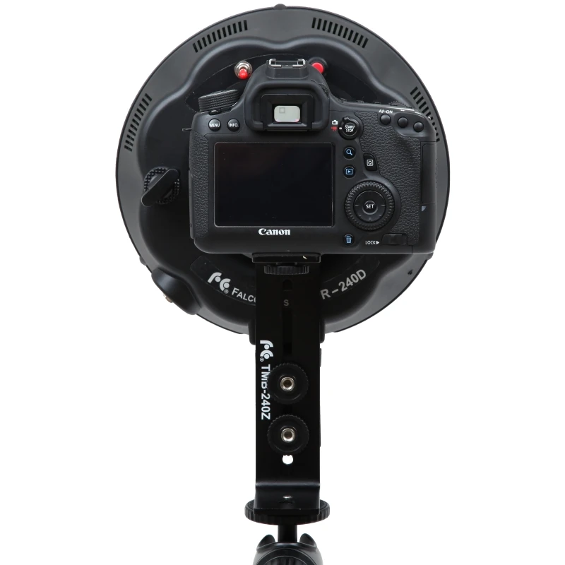 

Falconeyes 5600K Flash Ring LED Panel Dimmable Selfie Lighting Photo Video Shooting DVR-240D + MV-AD1(NP-F750A)