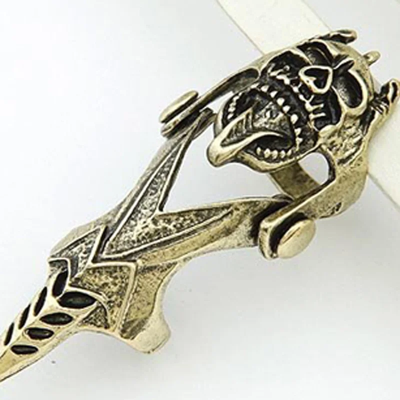 Бронзовое кольцо в форме черепа готический панк альтернативный стиль винтажное