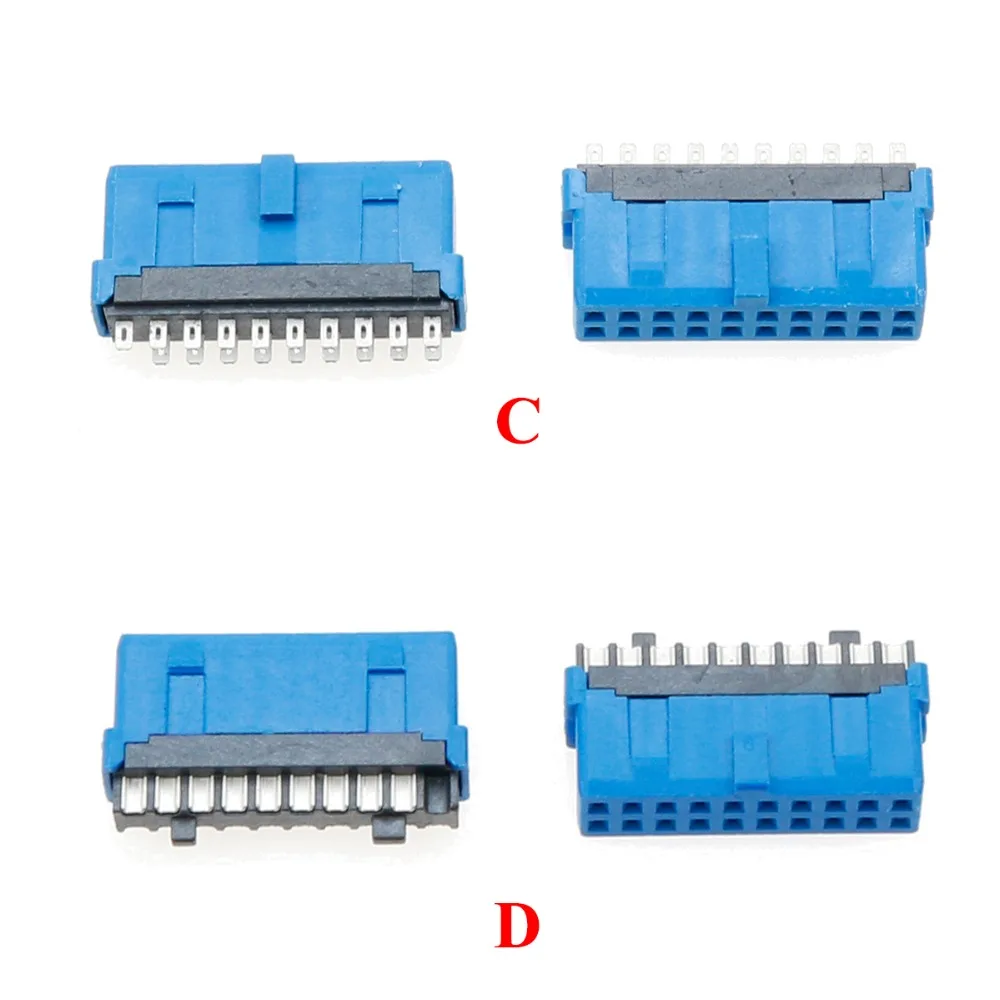 YuXi 2 шт./лот USB 3 0 20pin 19pin разъем 90/180 градусов материнская плата chassisplugged пластина IDC 20