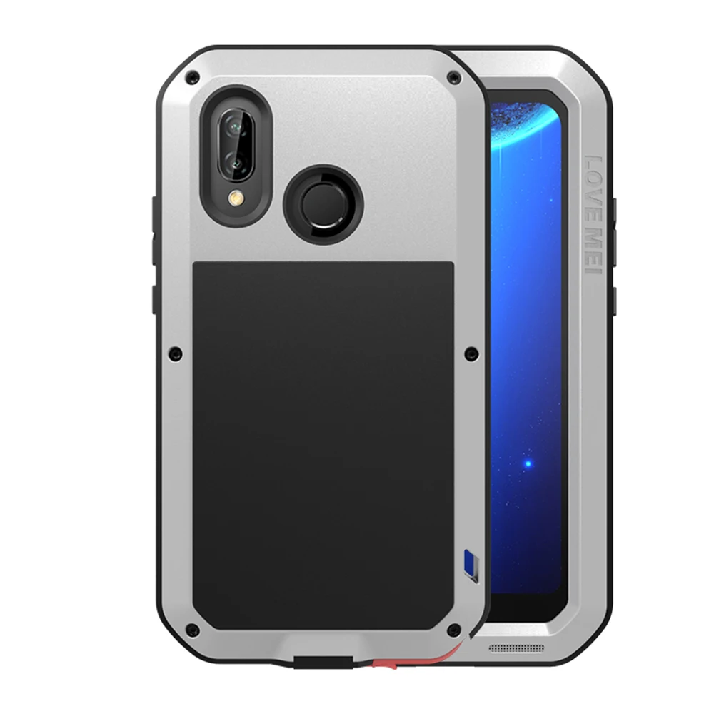 Чехол Love Mei Armor для huawei P20 Lite P20 Pro противоударный алюминиевый металлический чехол для huawei P20 закаленное стекло полная защита