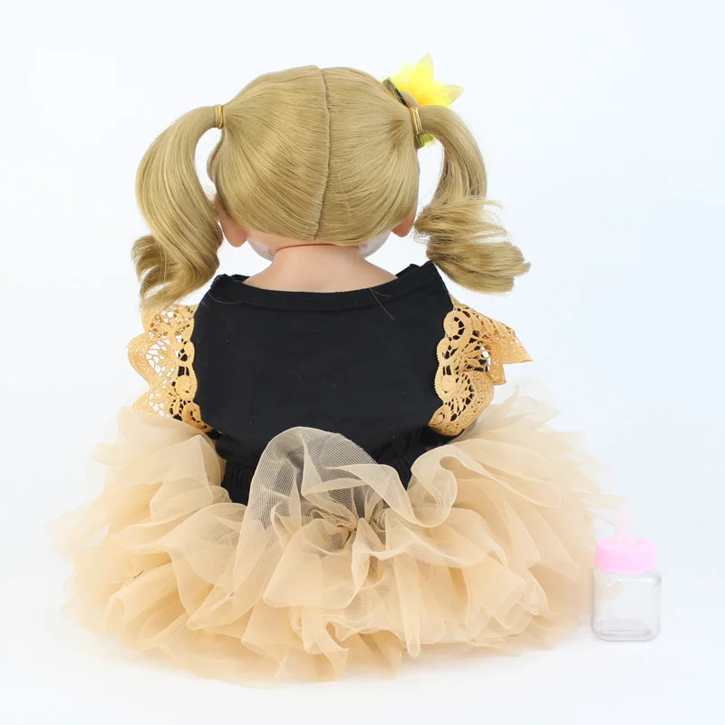 55 см полный силикона Reborn Baby Doll для девочек Boneca Виниловый фон новорожденных