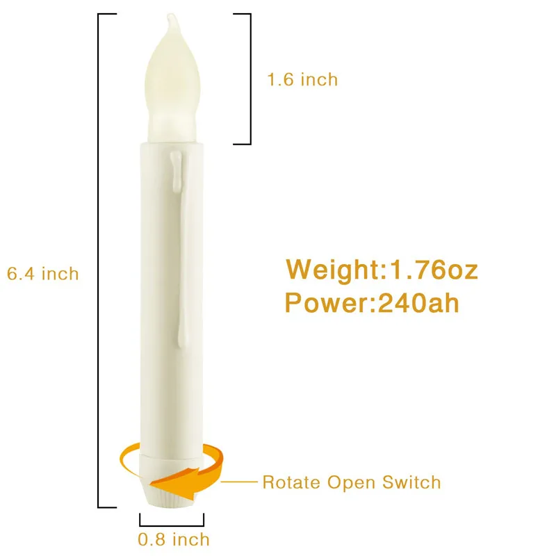 Упаковка из 2 свечей зауженные свечи на батарейках для вечерние класса свадьбы