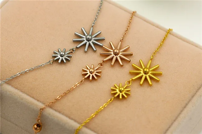 Женские браслеты Martick из нержавеющей стали золотого цвета 316L с цветами от солнца