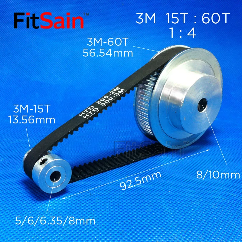 FitSain-3M шкив синхронный ремень ГРМ 15 T: 60T 1:4 уменьшение полосы пропускания 10 отверстий 5-6-6, 35-8 мм