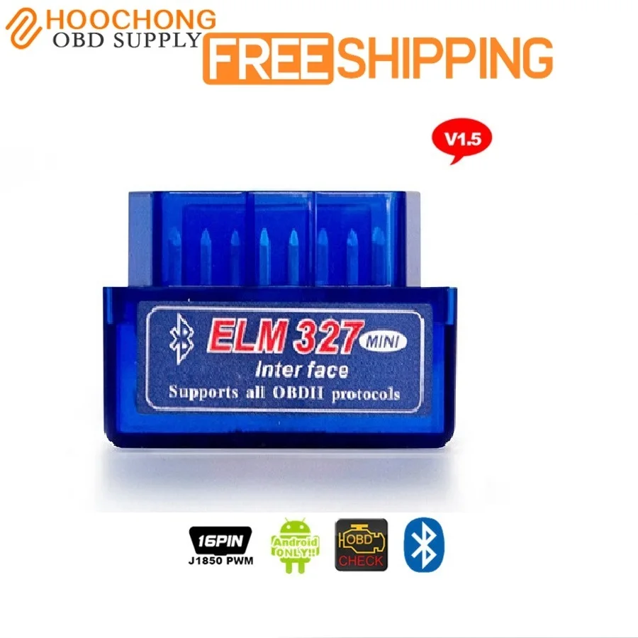 Мини ELM327 Bluetooth OBD2 аппаратное обеспечение V1.5 программное V2.1 диагностический