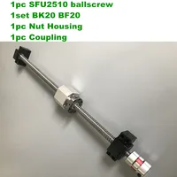 Ballscrew set SFU 2510 1100 to 1500 mm with end machined + Ball nut + BK/BF20 end support + Nut Housing+Coupling for cnc parts