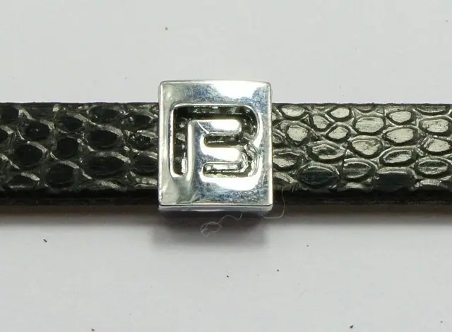 

20 Alloy Carved Letter Slide Beads Charm Fit 8mm Wristbands Pick Your Letter