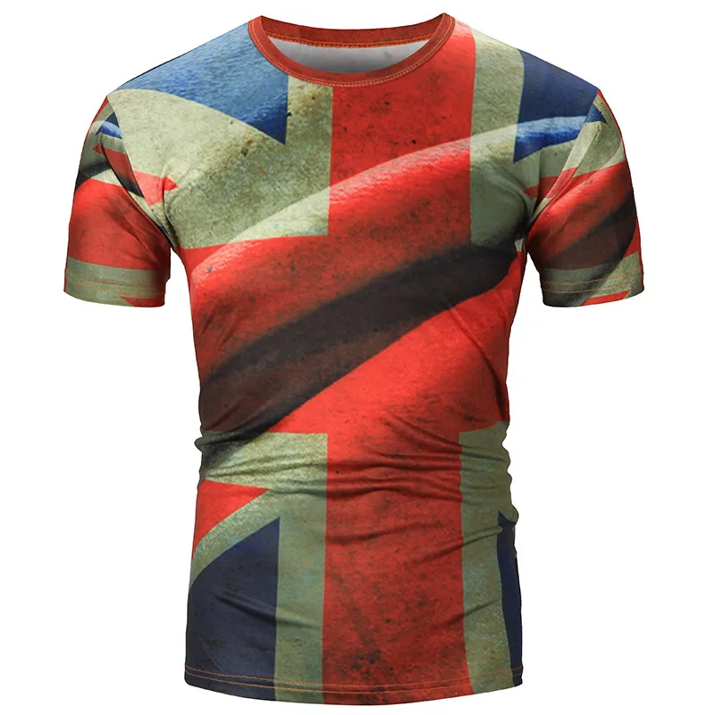 2017 Лето Мужская Новый Европейский Код Флаг Печати Повседневная Тонкий Моды С