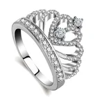 Обручальное кольцо для женщин, однотонное ювелирное изделие из стерлингового серебра кольца с изображениями сердца, короны пробы ручной работы с фианитами 1,5ct Aaa, подарок
