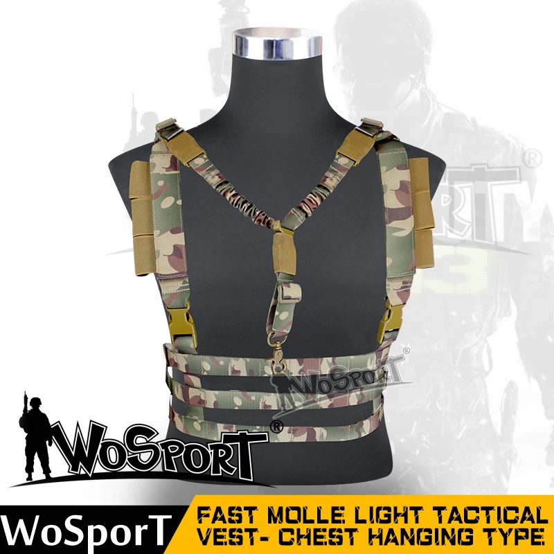 

WOSPORT2016 Newest Tactical Hanging Vest Outdoor Paintball Airsoft Multifunction 1000D Nylon MOLLE Military Gun Hanging CS Vest
