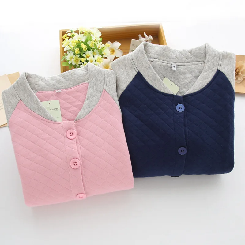 casual women men homewear autumn thicker warm cotton Pyjamas oversize sleepwear sporting style long sleeve tops raglan coat