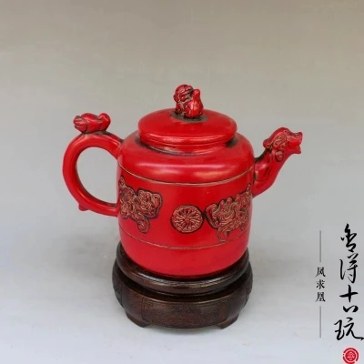 Imitating red coral (dragon mouth. teapot) ornaments for home decoration