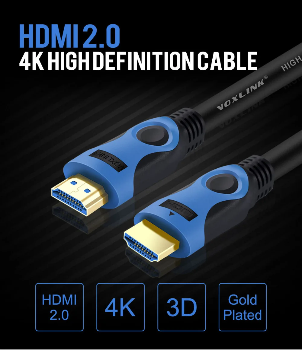 Voxlink 1 м OD5.5MM 2160 P Кабель HDMI 2.0 V2.0 1080 3D HDTV с Ethernet 24 К позолоченные 4 x 2 для dvd плееры