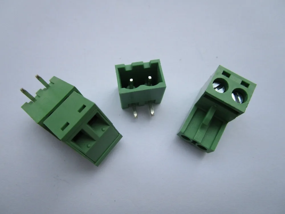 Close Angle 2 pin/way Pitch 5.08mm Screw Terminal Block Connector Green Color Pluggable Type With pin 100 Pcs Per Lot | Обустройство