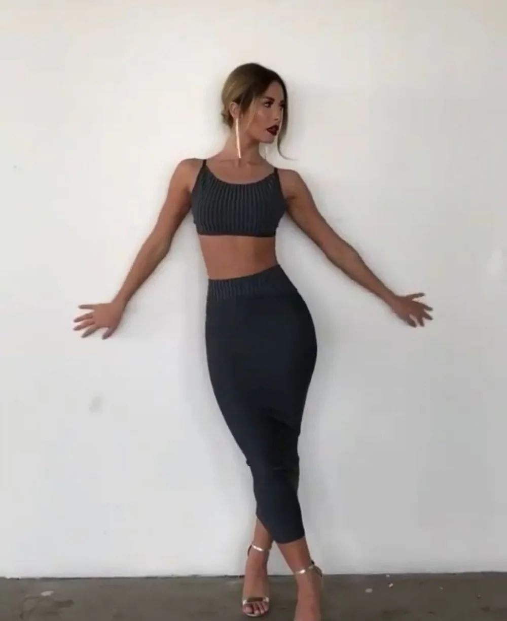 Соблазнительный комплект из двух предметов высококачественное серое Бандажное