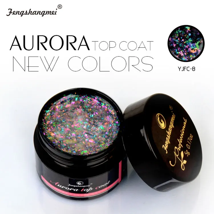 Профессиональный Гибридный Гель-лак для ногтей fengshangmei, 5 г, новинка, лак Aurora Top Coat, долговечный Блестящий Гель-лак с блестками - Цвет: YJFC-8
