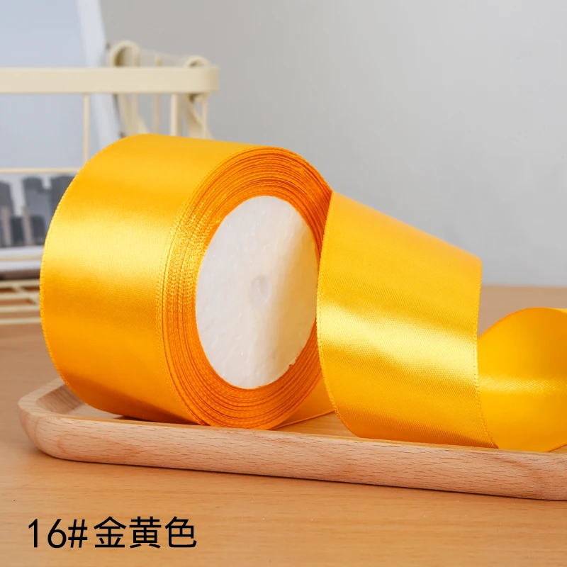 Атласные ленты 6 мм, 1 см, 1,5 см, 2 см, 2,5 см, 4 см, 5 см - Цвет: Golden Yellow