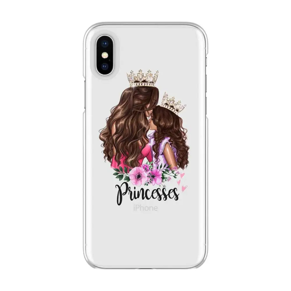 TPU Модный черный коричневый Чехол для мамы и девочки, королева, для iPhone Max XR XS X10 8PLUS 7PLUS 5 5SE 6 6 S, мягкий ТПУ, Женский чехол для телефона - Цвет: TPU