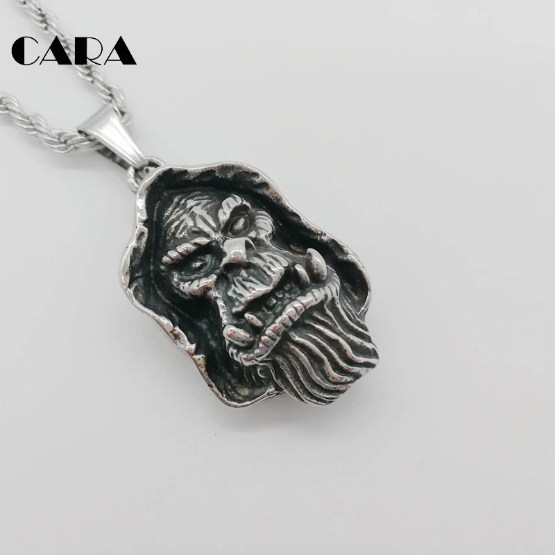 Мужская подвеска CARA винтажная серебряная модная gothetic apes ювелирное изделие