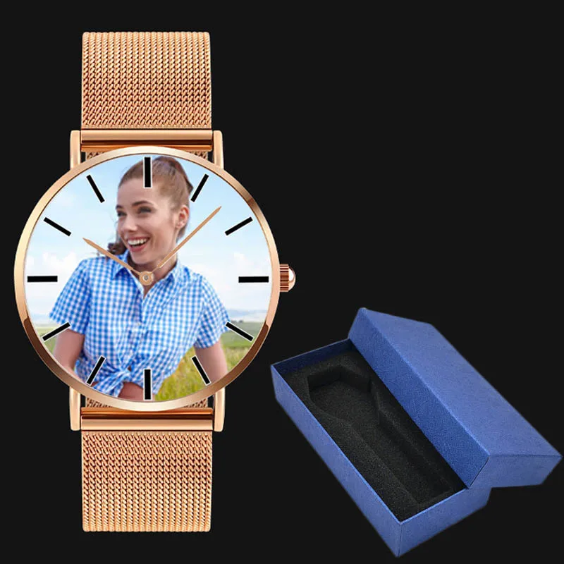 men C with box A4402 Личная фото печать индивидуального логотипа часы Relogio Feminino Masculino Reloj De Dama - Цвет: men C with box