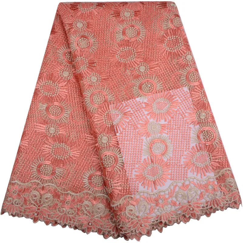 

2018 New Embroidery Design African Net Lace Fabric High Quality French Tulle Lace Mesh Fabric For Nigerian Party Dress 987B