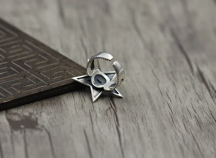 S925 sterling silver men's open ring Personalized fashion style Five-star domineering popular jewelry Send lover's gift | Украшения