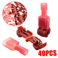 40pcs quick splice wire connector car connecting card red t taps male insulated quick splice lock cable terminals connectors