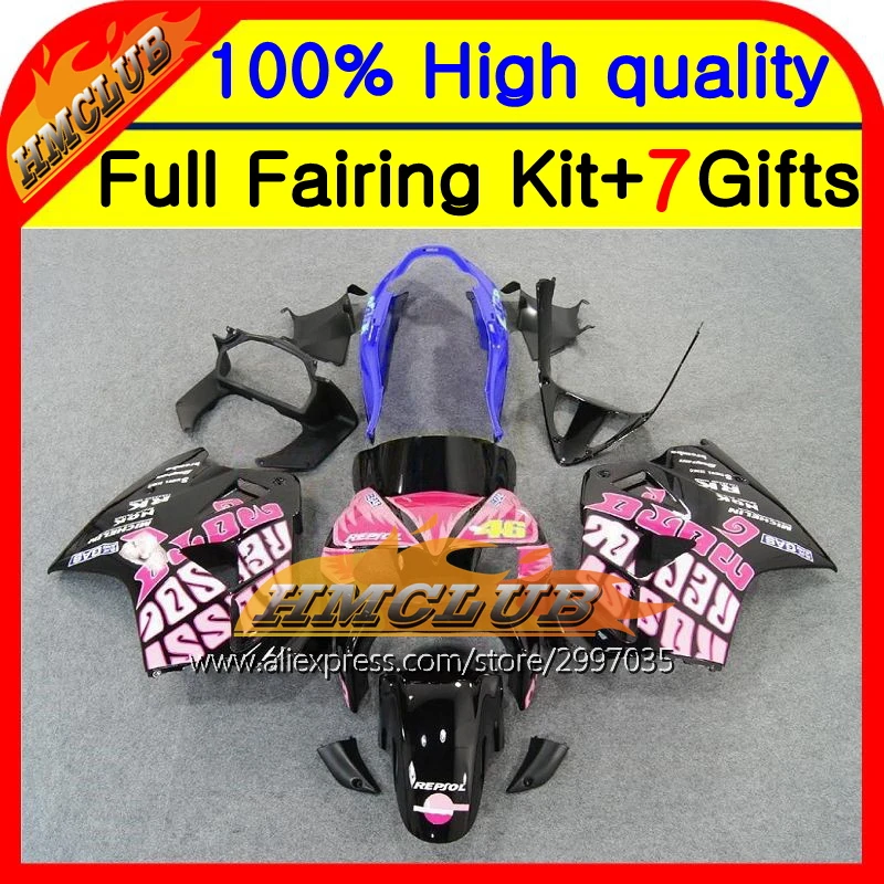 

Body For HONDA Pink black VFR800 98-01 VFR800RR 98 99 00 01 31HM25 VFR 800 Interceptor 800RR Rose 1998 1999 2000 2001 Fairing