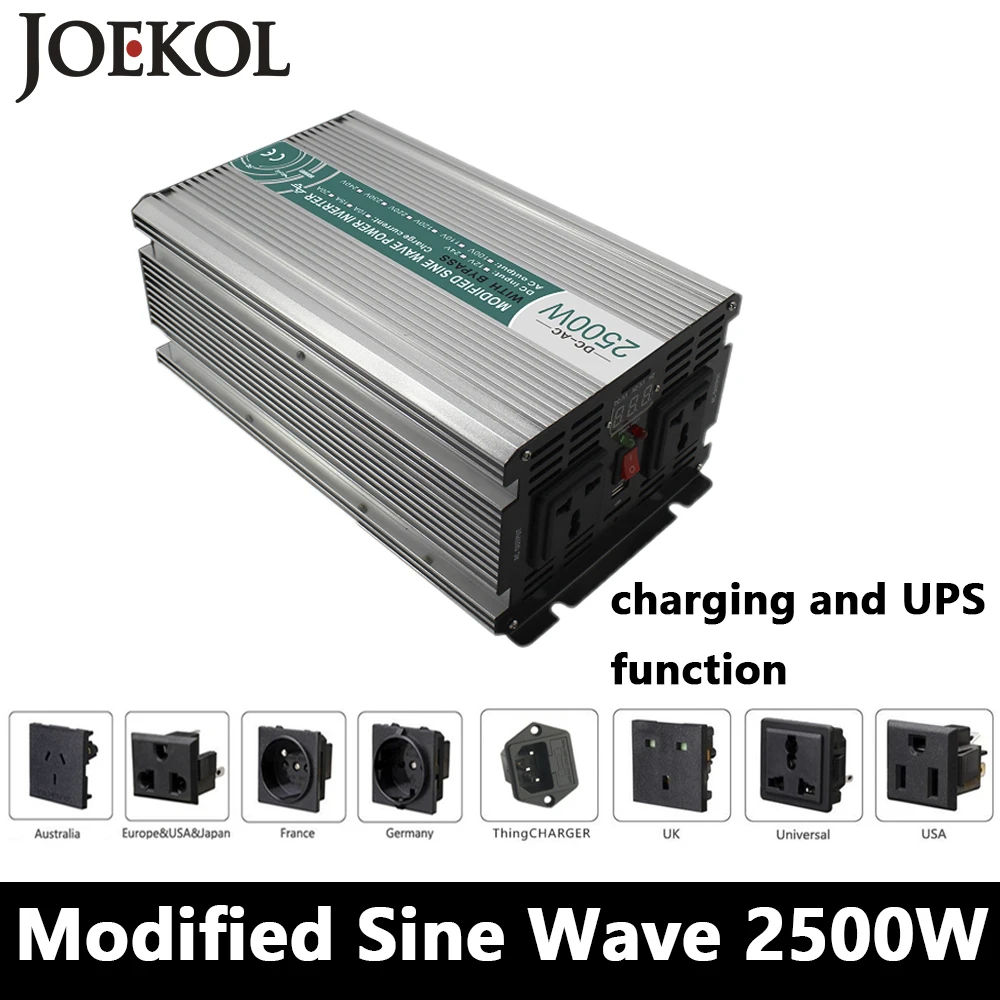 2500 Вт модифицированный синусоидный Инвертор AC/DC 12 V/24 V/48 V постоянного тока до