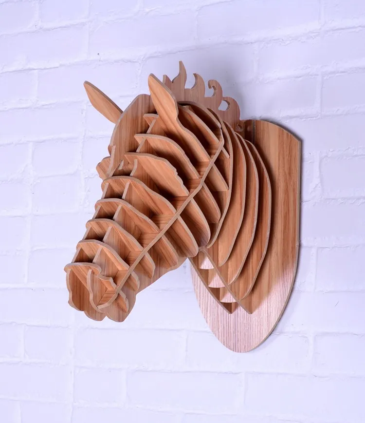 Деревянная 3d голова лошади в американском стиле Декор для дома магазина