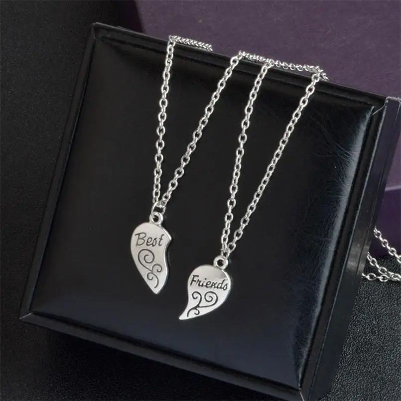 style-145 2 шт./компл. модная лучшая подруга шить кулон Цепочки и ожерелья Радуга ожерелье с разбитым сердцем детская BFF кольца дружбы Подарочные Кольца - Окраска металла: style-145