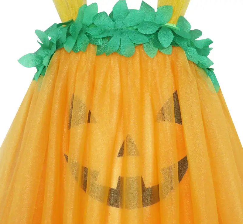 Girls Dress Pumpkin Tulle Party Halloween Costume 2020 Summer Princess Wedding Dresses Clothes Size 3-12 Carnival Vestidos | Детская