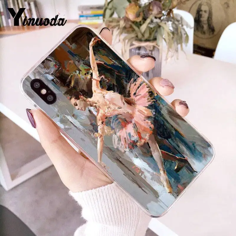 3 Yinuoda для iPhone 7 Чехол Балерина картина маслом Прозрачный чехол для телефона для iPhone 8 7 6 6S Plus X 10 5 5S SE XR XS XSMAX - Цвет: 3