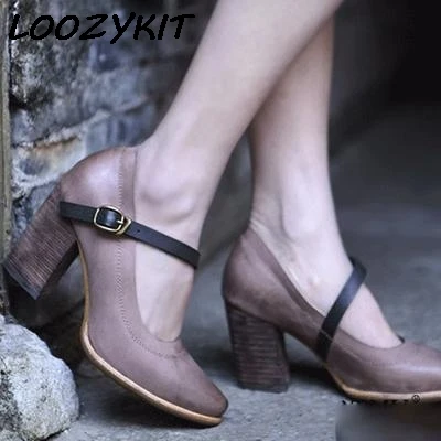 Loozykit (доставка)/2019 г. босоножки женские Новинка на высоком толстом каблуке с
